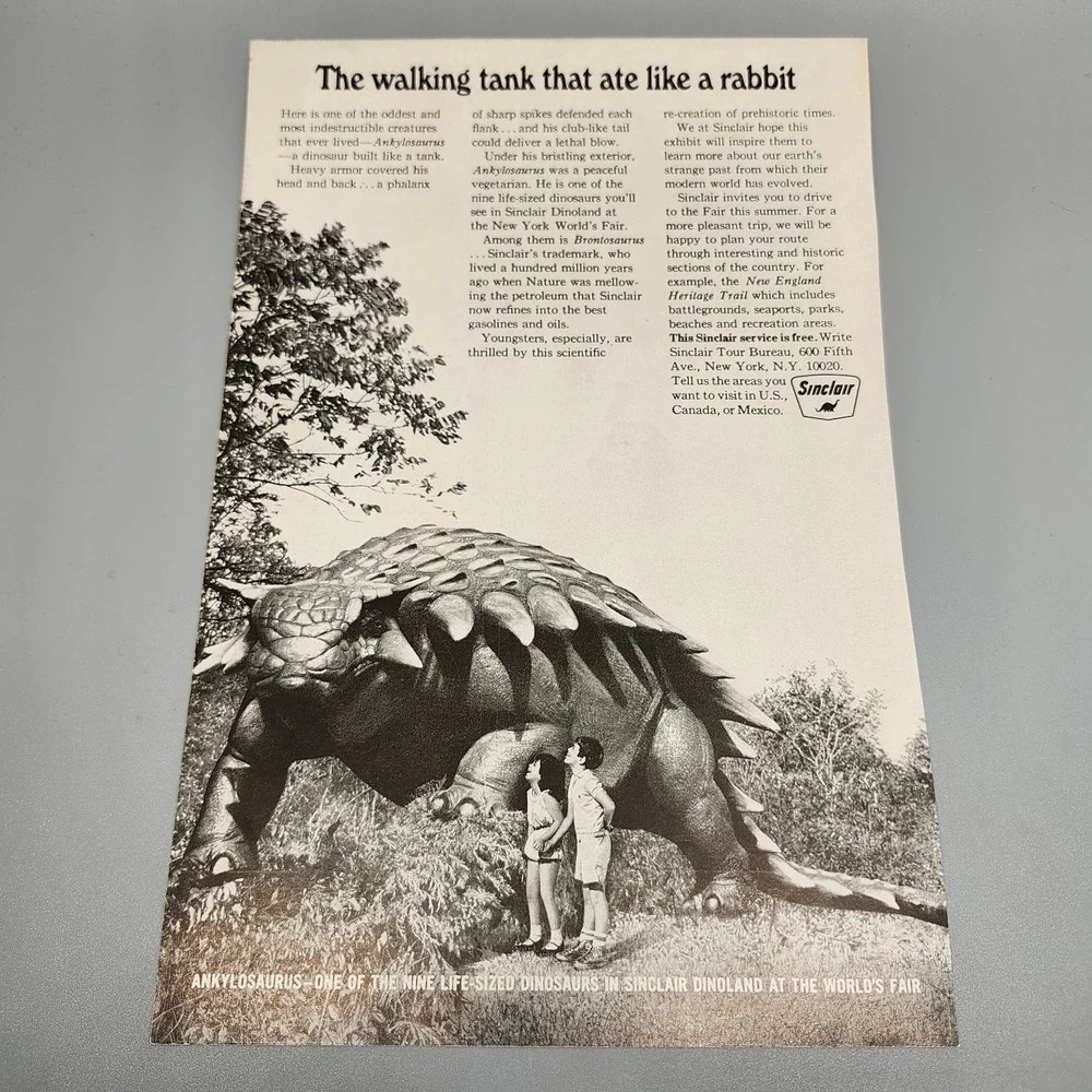 Sinclair Magazine Ad 1960s Dinoland World's Fair Dinosaur